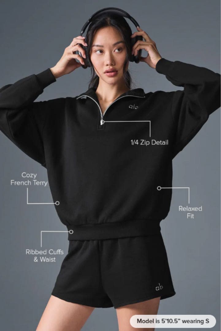 alo Accolade 1/4 Zip pullover ブラック　M