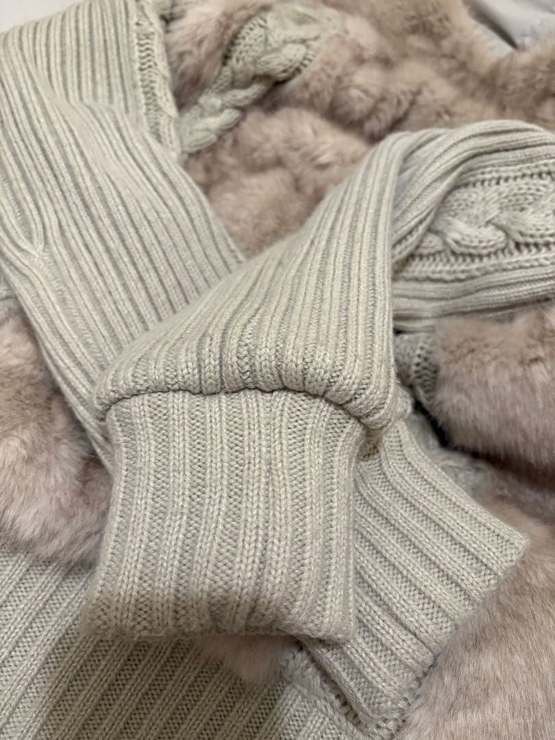 LAGUA GEM CABLE KNIT FAUX FUR ブルゾン