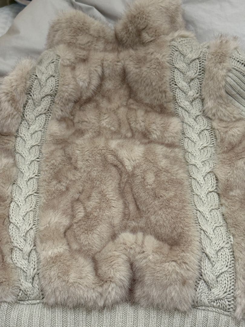 LAGUA GEM CABLE KNIT FAUX FUR ブルゾン