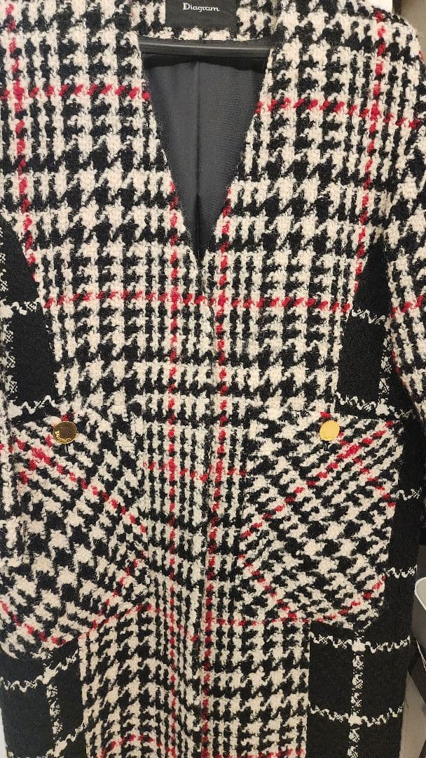 グレースゴンチネンタル　ダイアグラム　チェック柄ロングコート　36