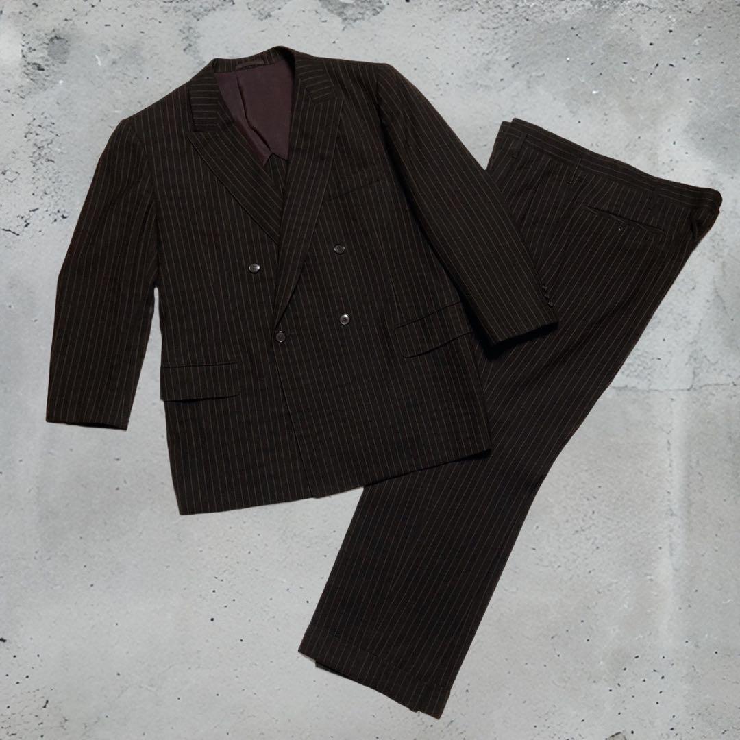 着画有り 60s vintage 昭和 スーツ セットアップ ダブル ウール