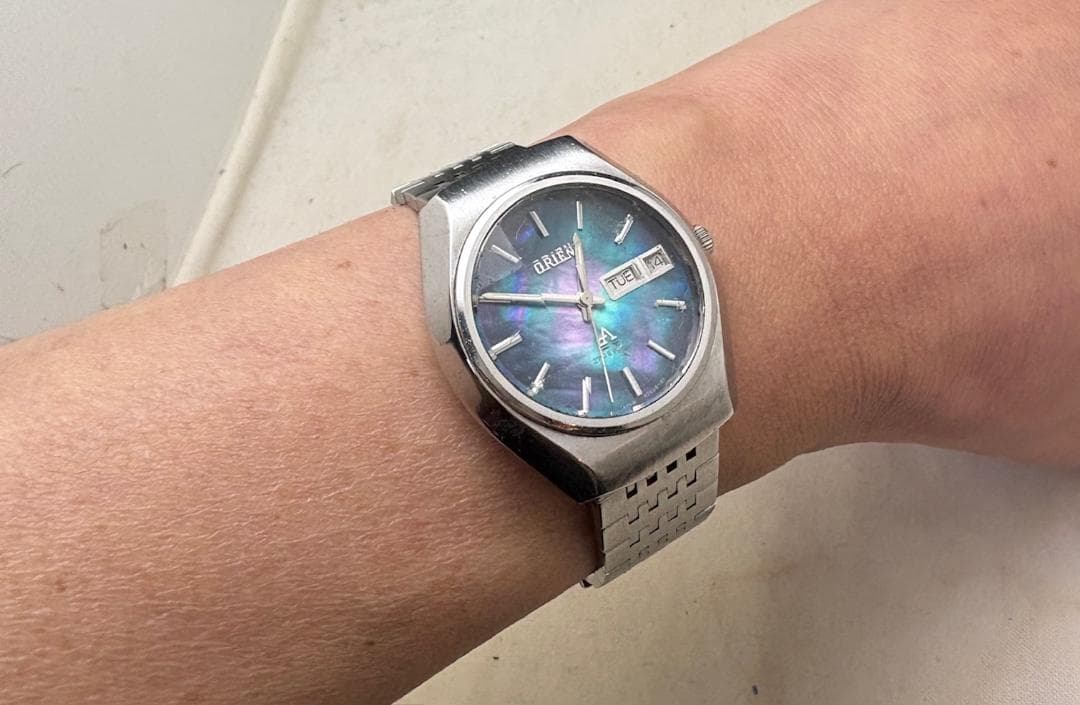 929/稼働 オリエント クロノエース 9面カットガラス ホログラム盤 自動巻き