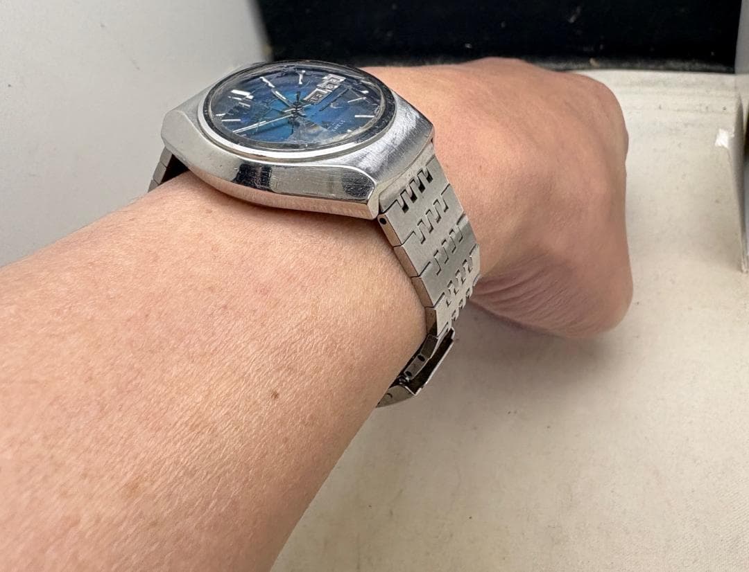 929/稼働 オリエント クロノエース 9面カットガラス ホログラム盤 自動巻き