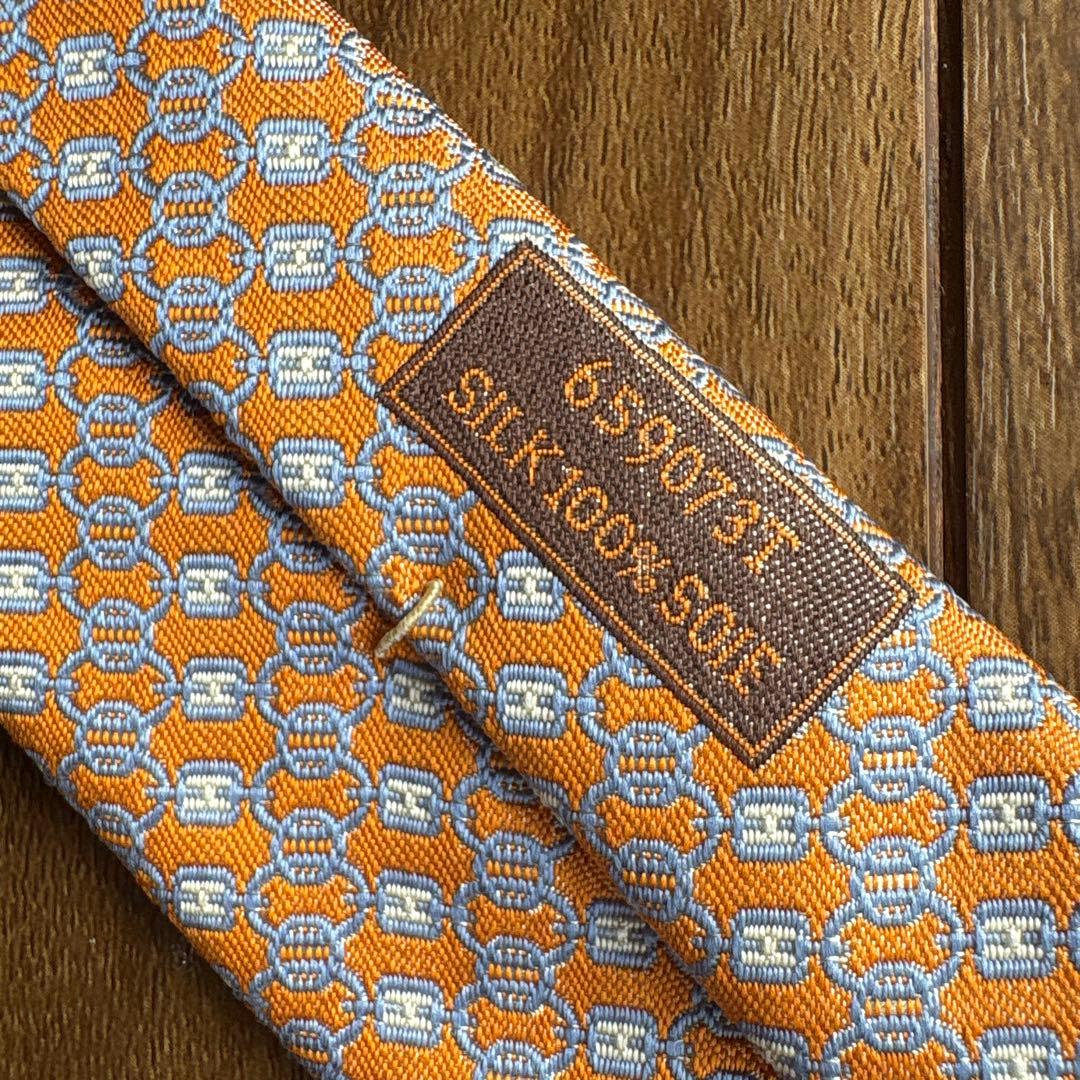 新品未使用 エルメスネクタイ H柄 箱・リボン・タグ付き