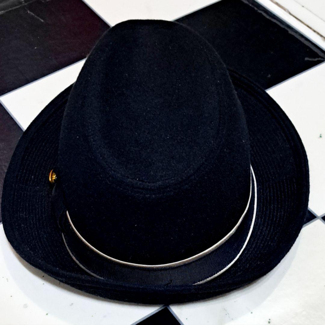 大きなサイズ！　Borsalino アンゴラ　ラビットファー　フェルトハット　黒