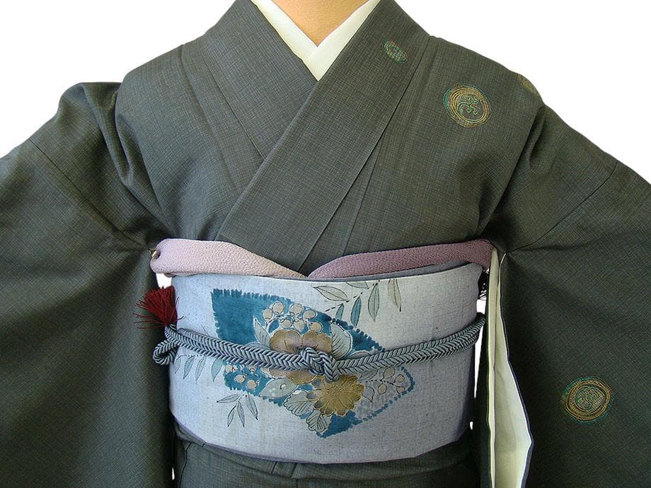 本場縞大島紬・訪問着＆紬袋帯・帯〆・帯揚げセット（正絹）仕立上り＜TT1302＞