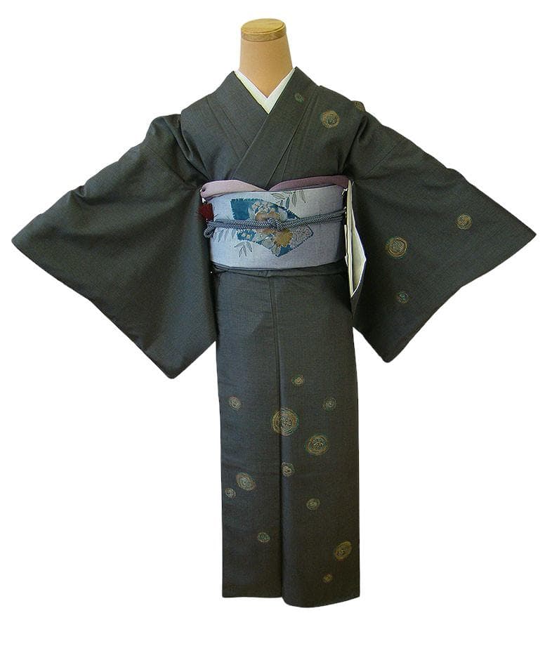 本場縞大島紬・訪問着＆紬袋帯・帯〆・帯揚げセット（正絹）仕立上り＜TT1302＞