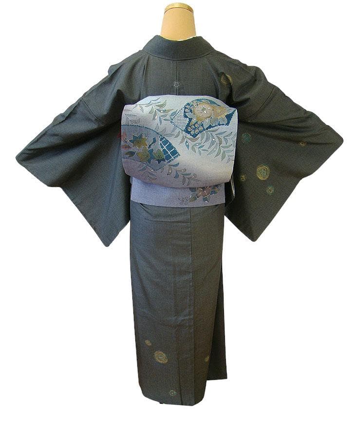 本場縞大島紬・訪問着＆紬袋帯・帯〆・帯揚げセット（正絹）仕立上り＜TT1302＞