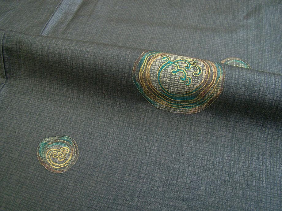 本場縞大島紬・訪問着＆紬袋帯・帯〆・帯揚げセット（正絹）仕立上り＜TT1302＞