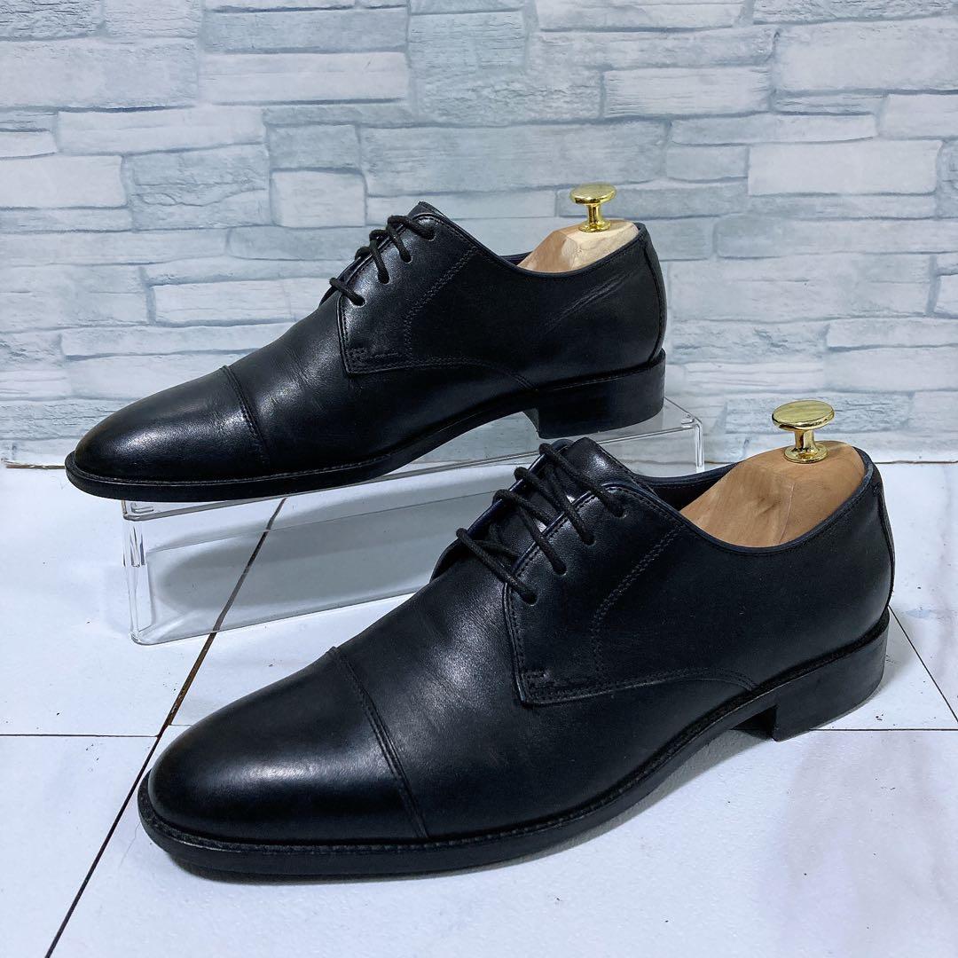 美品 コールハーン ビジネスシューズ 防水 ストレートチップ 本革 黒 8M