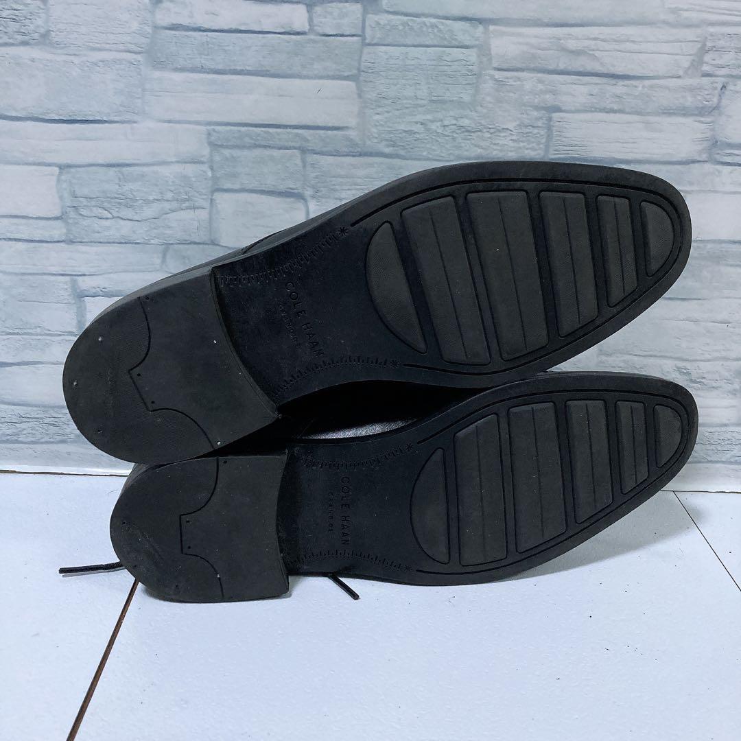 美品 コールハーン ビジネスシューズ 防水 ストレートチップ 本革 黒 8M