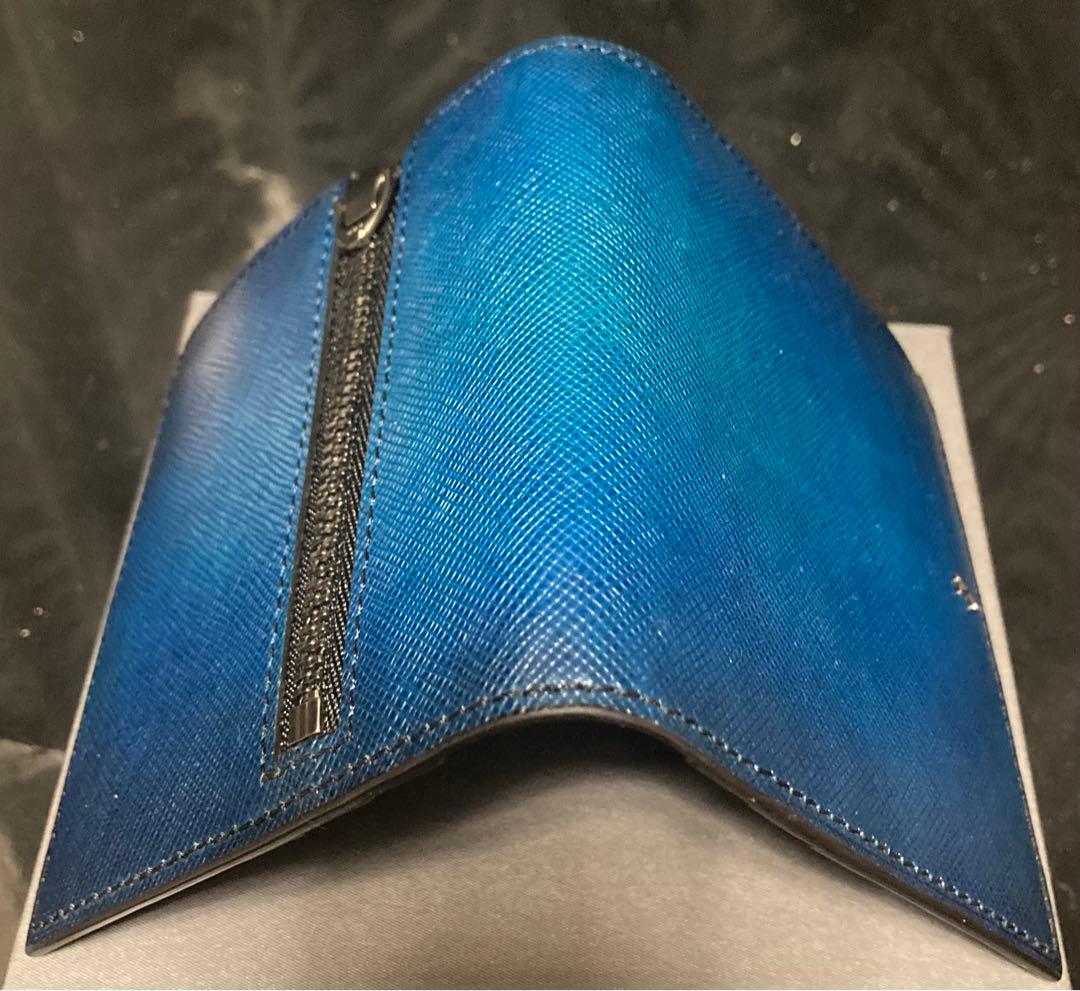 薄型2つ折り財布 Evo ブルー コンパクトウォレット ◆ YUHAKU ユハク