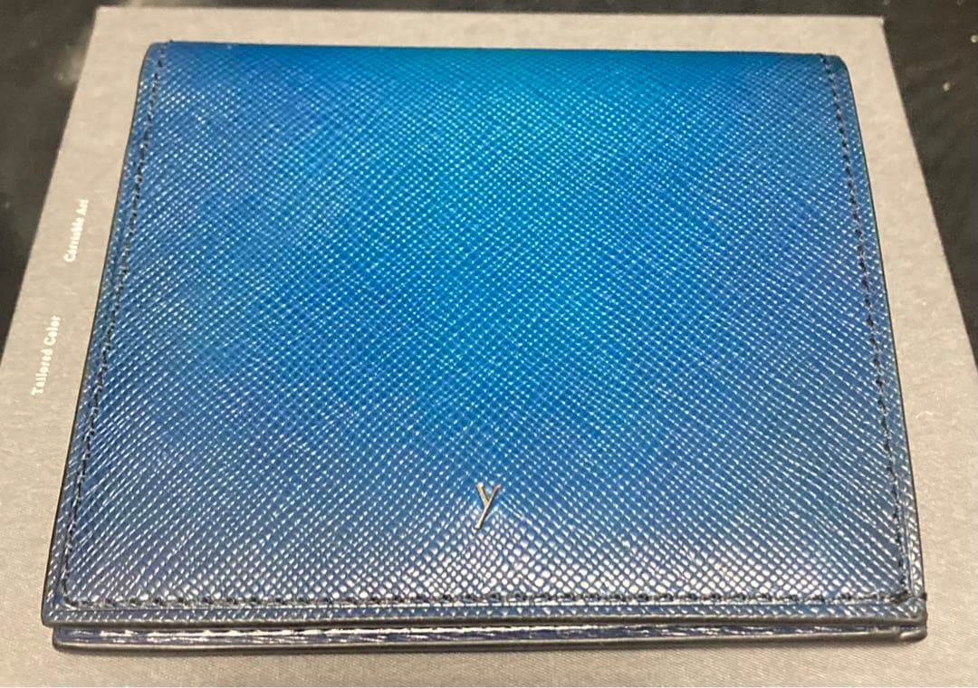 薄型2つ折り財布 Evo ブルー コンパクトウォレット ◆ YUHAKU ユハク