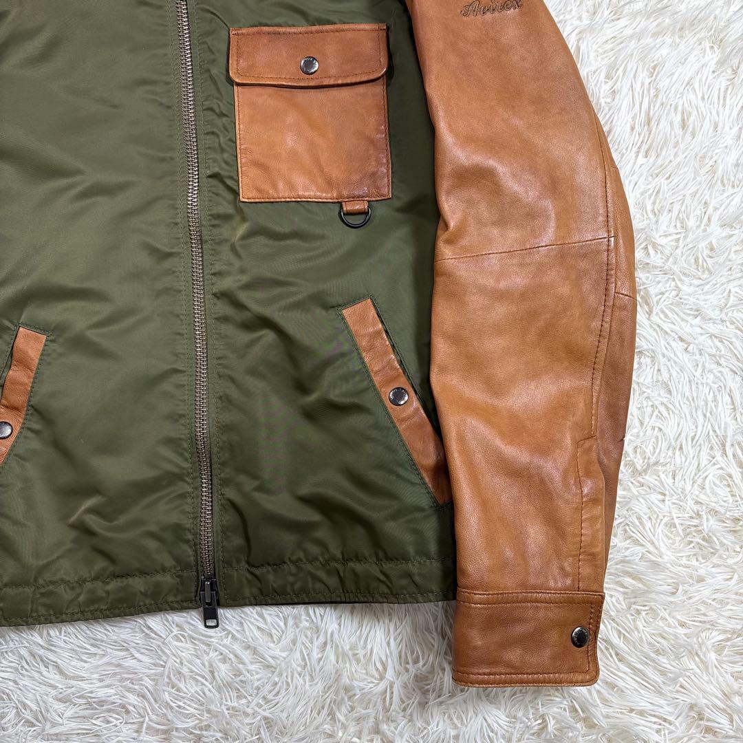 アビレックス レザー切替 フーディ MA-1 ジャケット XL 羊革 ミリタリー