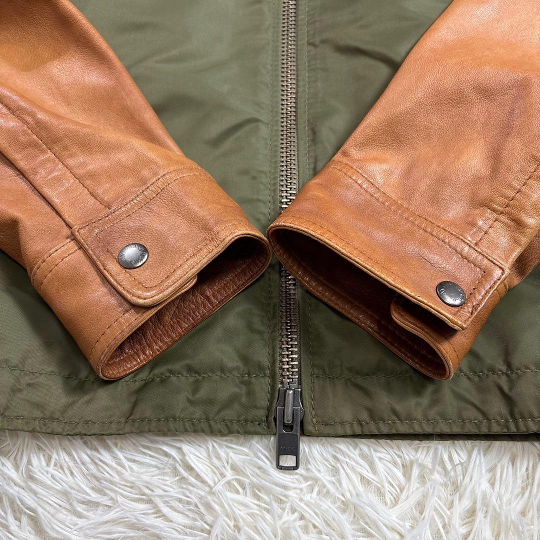 アビレックス レザー切替 フーディ MA-1 ジャケット XL 羊革 ミリタリー