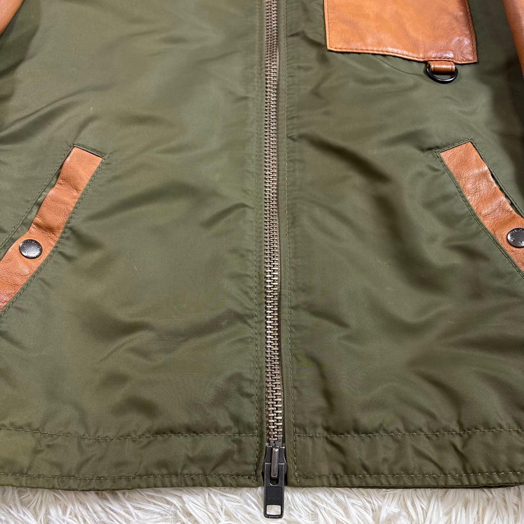 アビレックス レザー切替 フーディ MA-1 ジャケット XL 羊革 ミリタリー