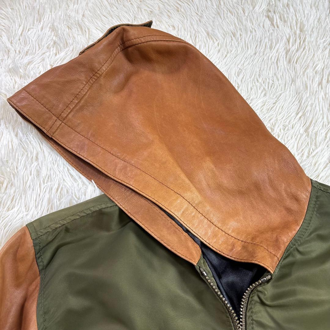 アビレックス レザー切替 フーディ MA-1 ジャケット XL 羊革 ミリタリー
