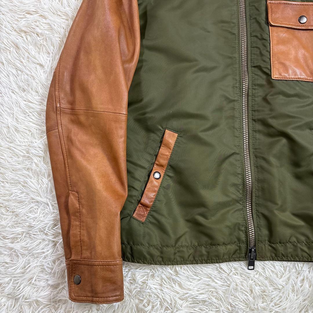 アビレックス レザー切替 フーディ MA-1 ジャケット XL 羊革 ミリタリー