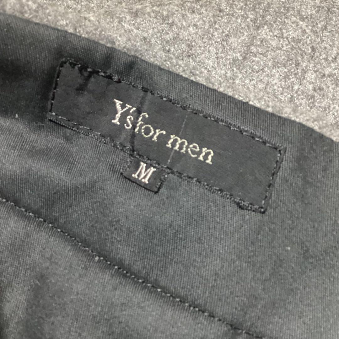 ワイズフォーメン 2タックウールワイドパンツ グレー Mサイズ