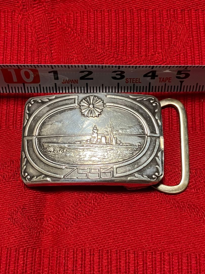 純銀　バックル　スターリングシルバー　皇紀2593（1933）年　海軍特別大演習