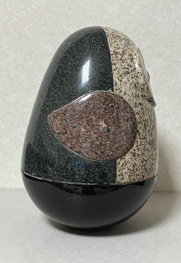 【新品】5石種 組石・黄色の卵型ふくろう 　高さ30cm