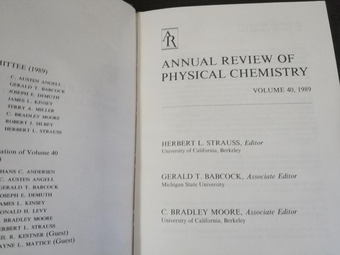ANNU REV PHYS CHEM v40 1989 物理化学年次学術雑誌