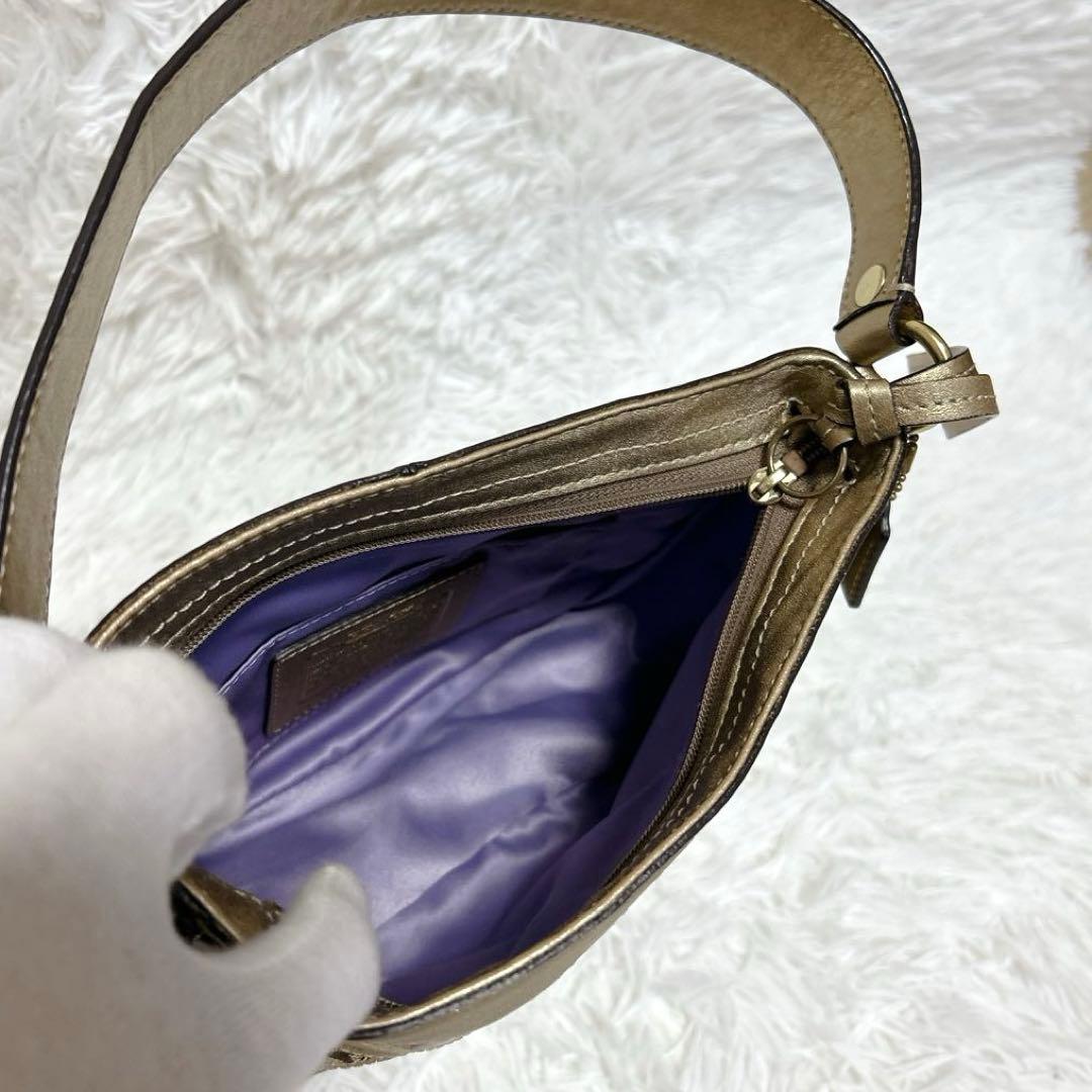 COACH コーチ パッチワーク ワンショルダーバッグ ゴールド 金色41886