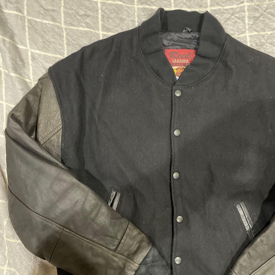 80s REED USA製 レザースリーブ スタジャン ビンテージ L