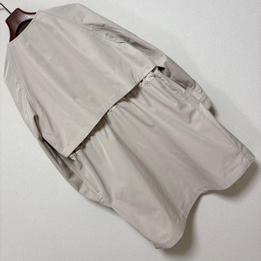 25ss 美品■23区■撥水加工 ライトツイル ノーカラー コート ドローコード