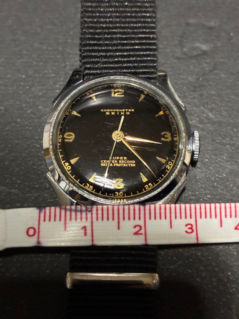 【最終】稼働良品 セイコー 手巻き クロノメーター 黒文字盤 ユニセックス腕時計