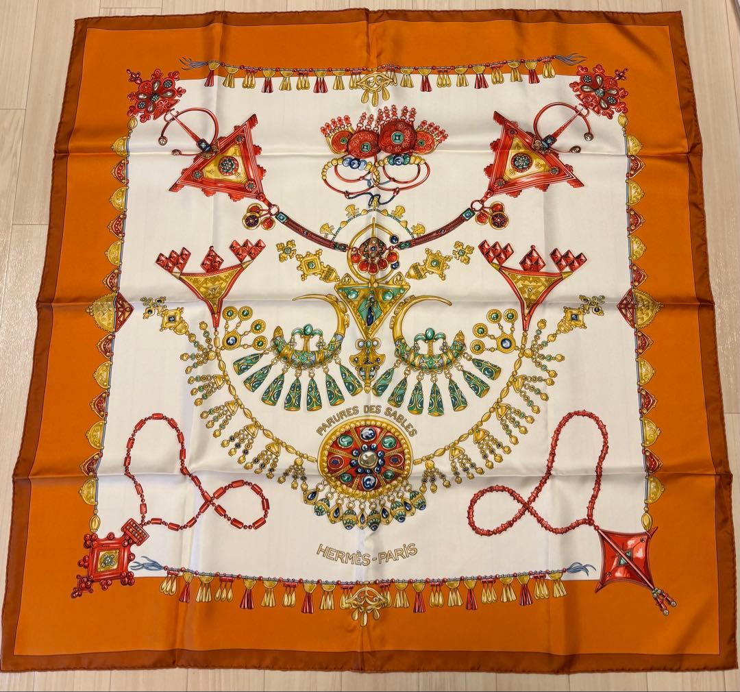 HERMES ビーズ装飾 スカーフ