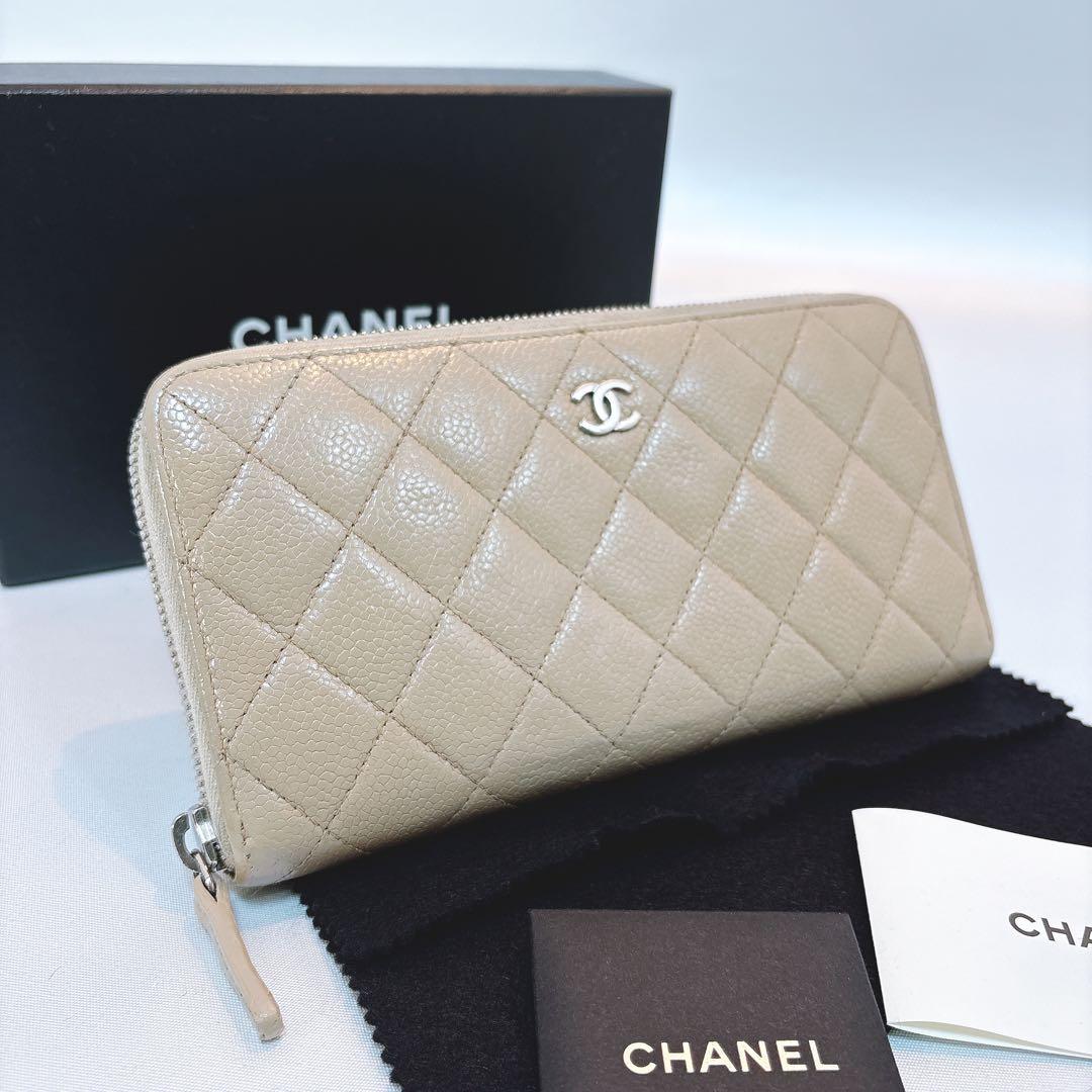 【シャネル】マトラッセ ラウンドファスナー 長財布 正規品 キャビアスキン