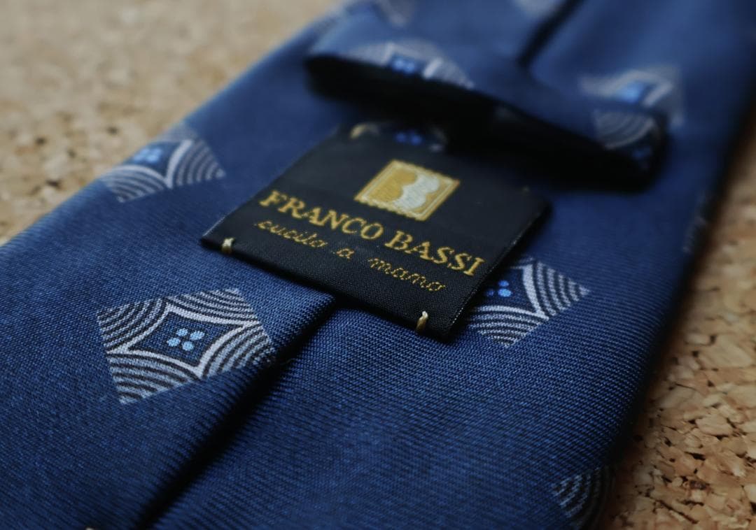 ぴよぴよ 未使用 伊 フランコバッシ ネイビー 幾何学柄 単一柄小紋