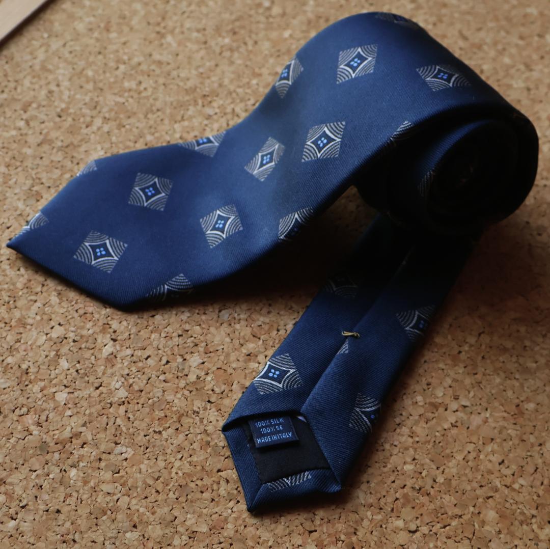 ぴよぴよ 未使用 伊 フランコバッシ ネイビー 幾何学柄 単一柄小紋