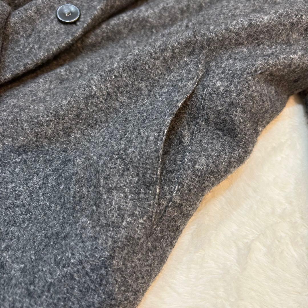 ヒロココシノ カシミヤ100% 裏地シルク総柄 コート グレー 大きいサイズ42