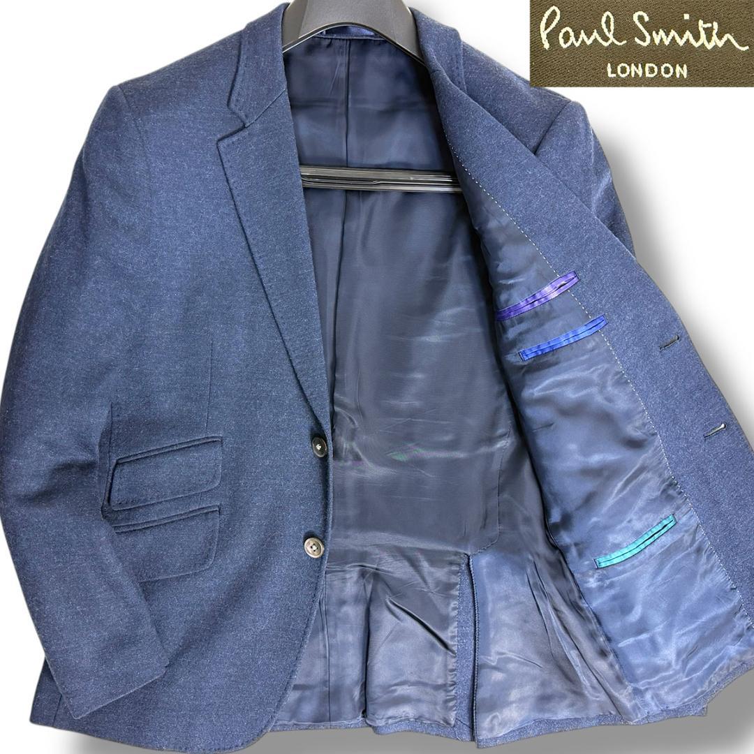 J6083 超美品 ポールスミス ソフトツイード テーラードジャケット 紺 M