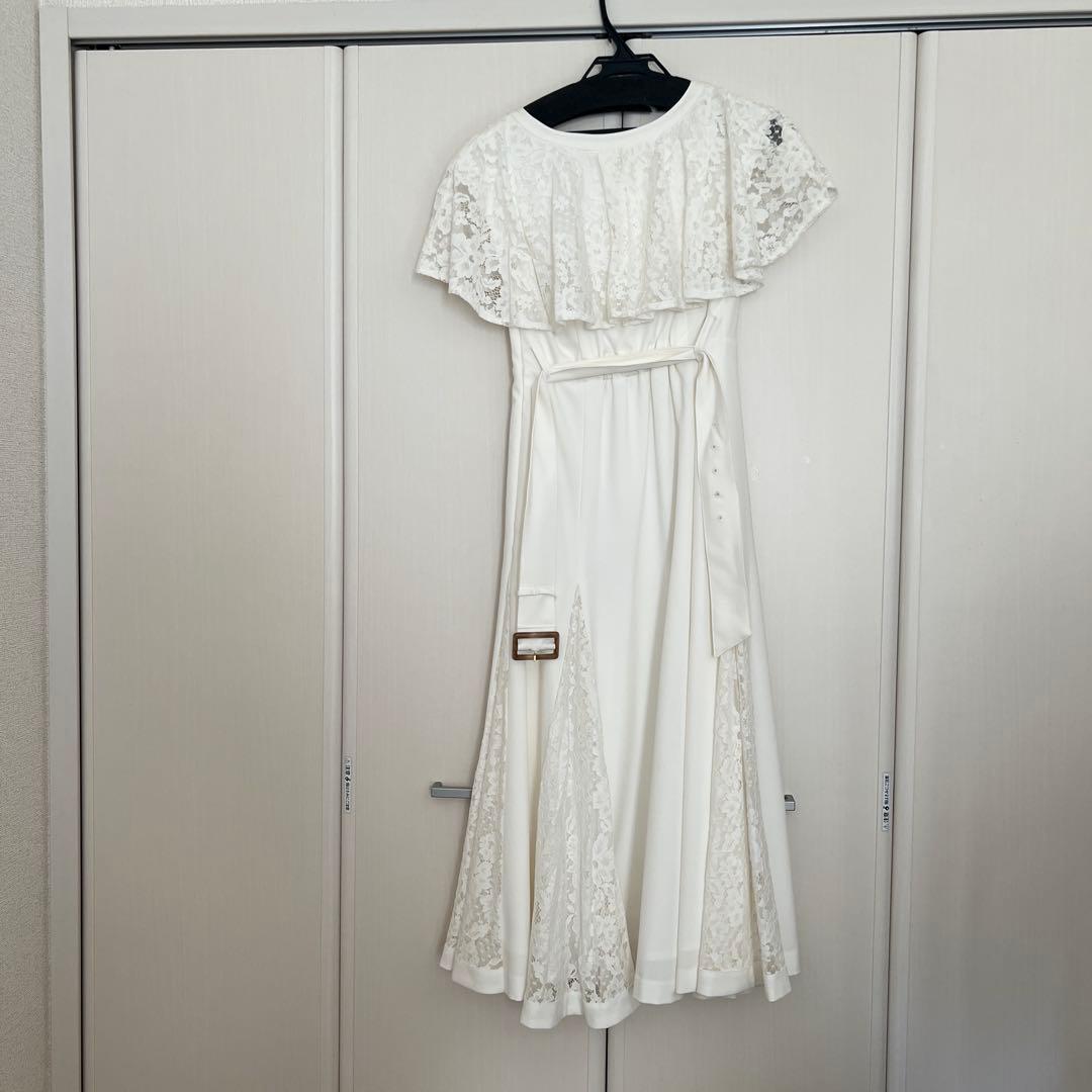 Noela ホワイト レースフリル ワンピース