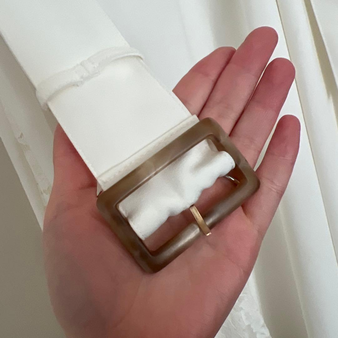 Noela ホワイト レースフリル ワンピース