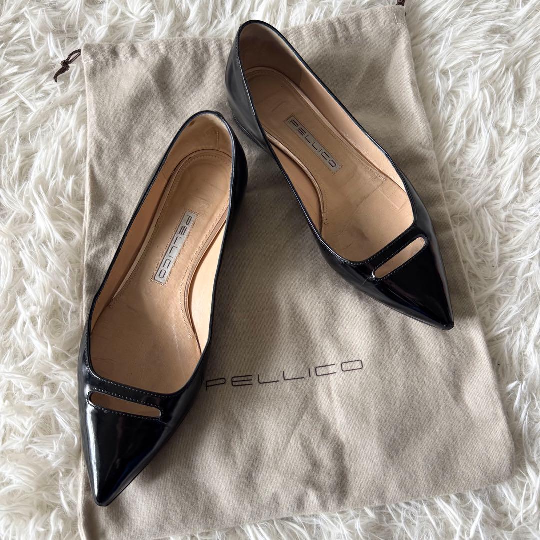 【ペリーコ】アネッリ パンプス ポインテッドトゥ レザー 36 黒