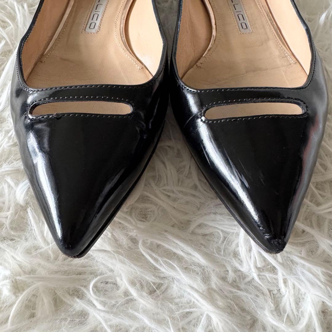 【ペリーコ】アネッリ パンプス ポインテッドトゥ レザー 36 黒