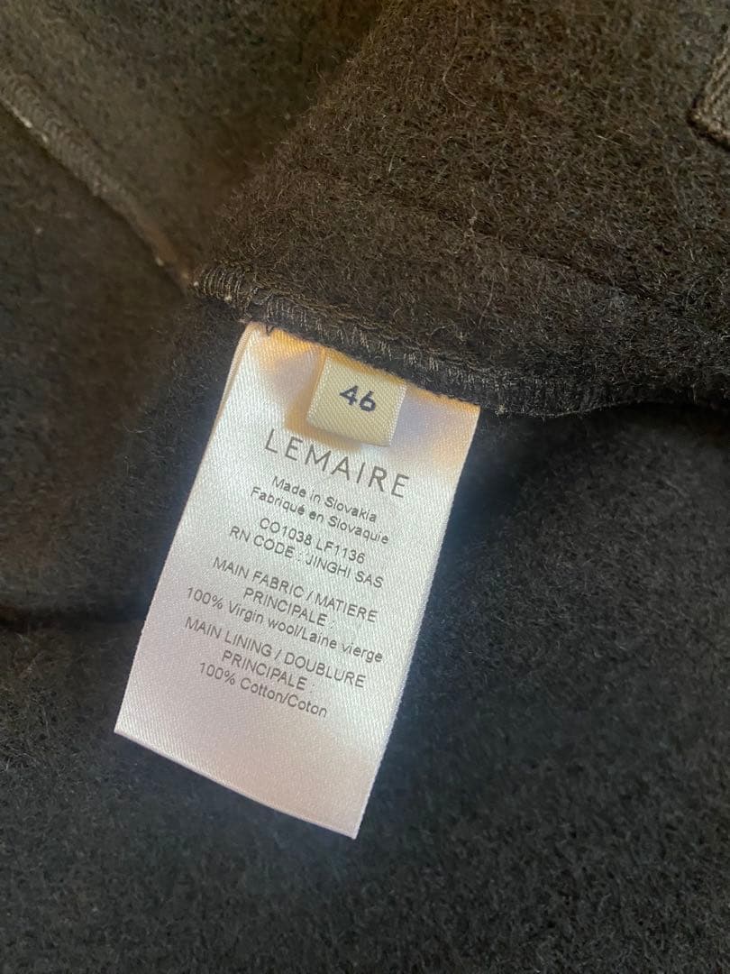 美品 LEMAIRE ルメール ウール ボクシー コート ブラック Size46