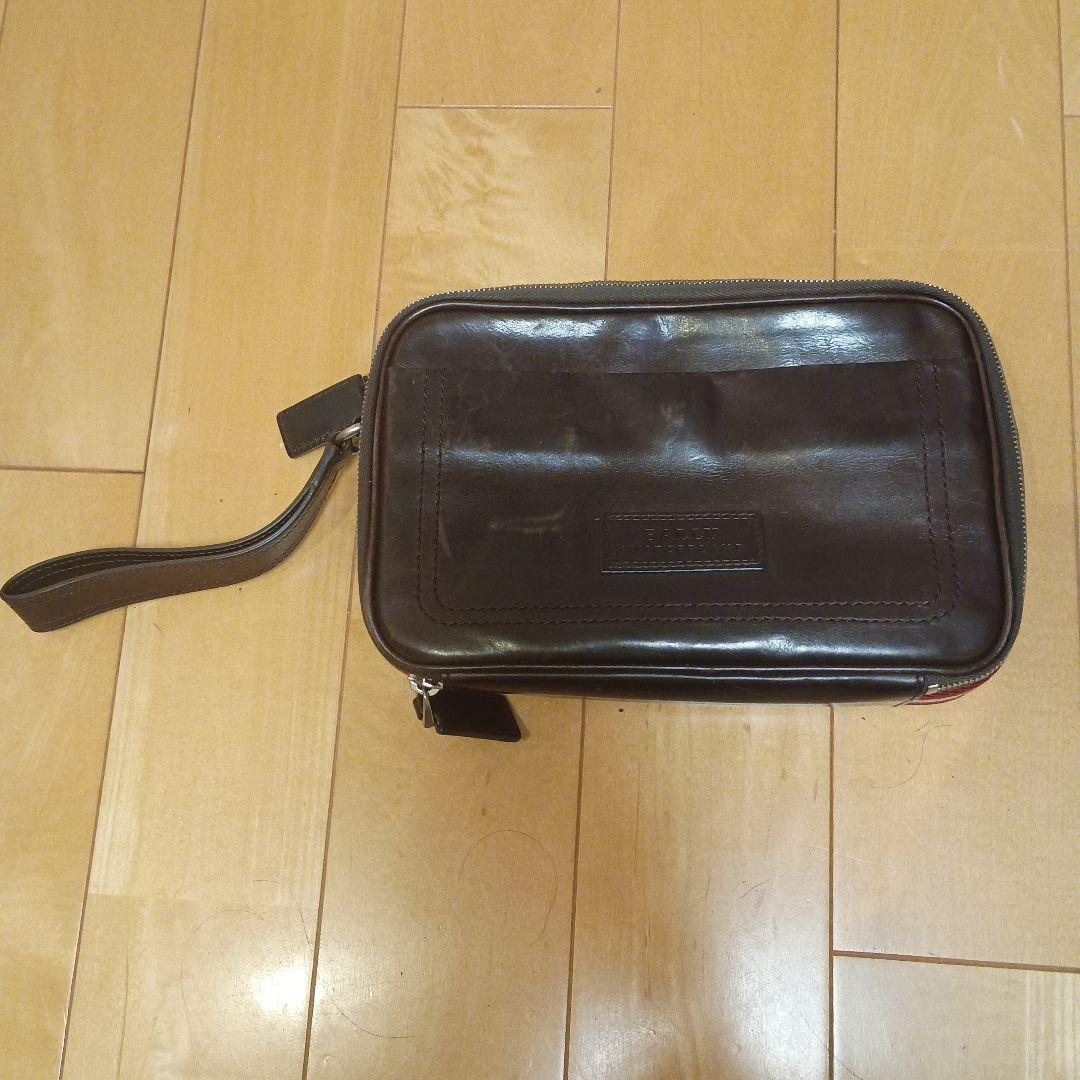 美品 BALLY バリー　セカンドバッグ　クラッチバッグ ブラウン 革 ライン