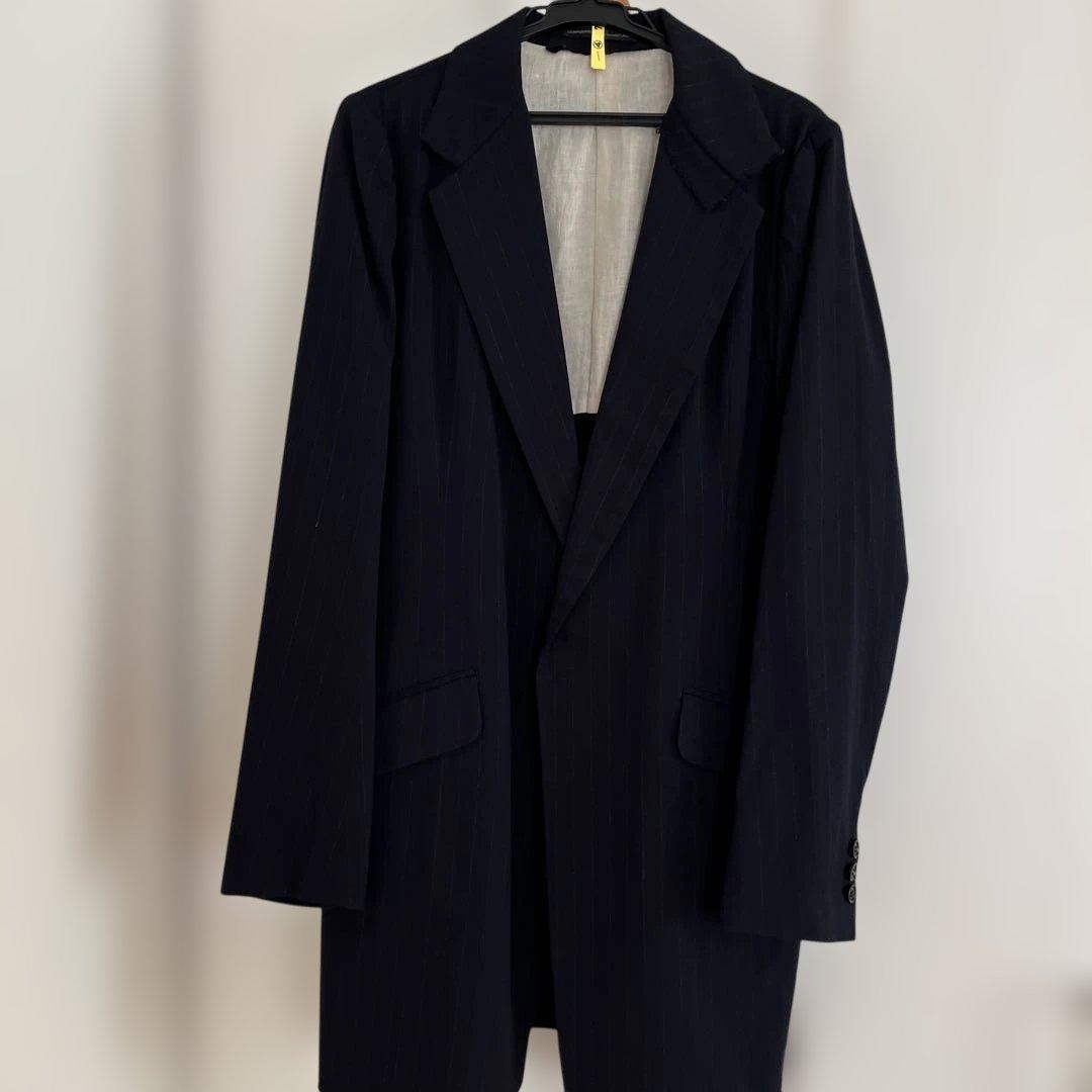 y'sネイビー ストライプ テーラードジャケット