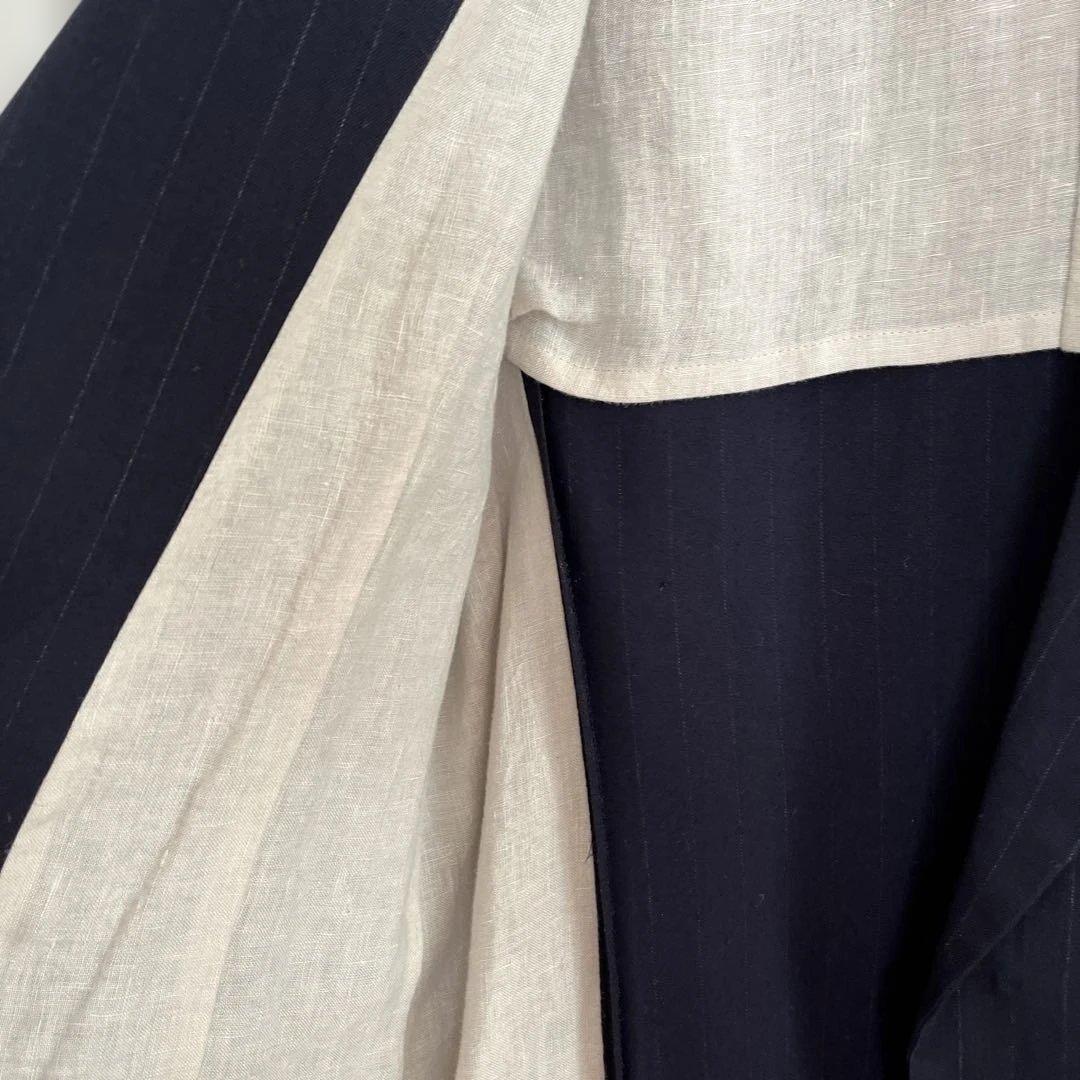 y'sネイビー ストライプ テーラードジャケット