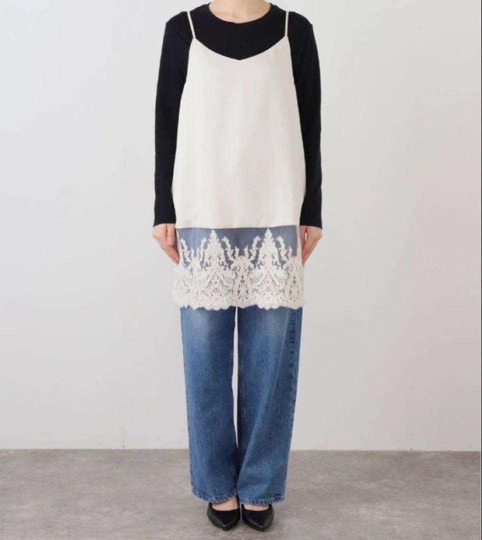 IENA サテンレースキャミソールワンピース ホワイト ナチュラル 新品未使用