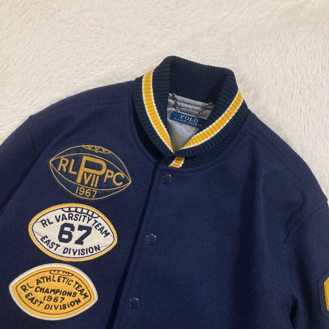 美品 ポロラルフローレン レターマンジャケット スタジャン ウール ワッペン