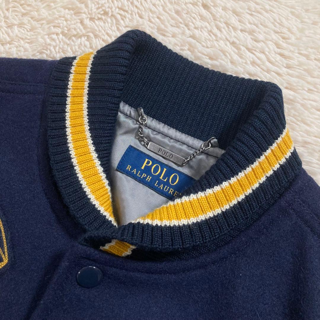 美品 ポロラルフローレン レターマンジャケット スタジャン ウール ワッペン