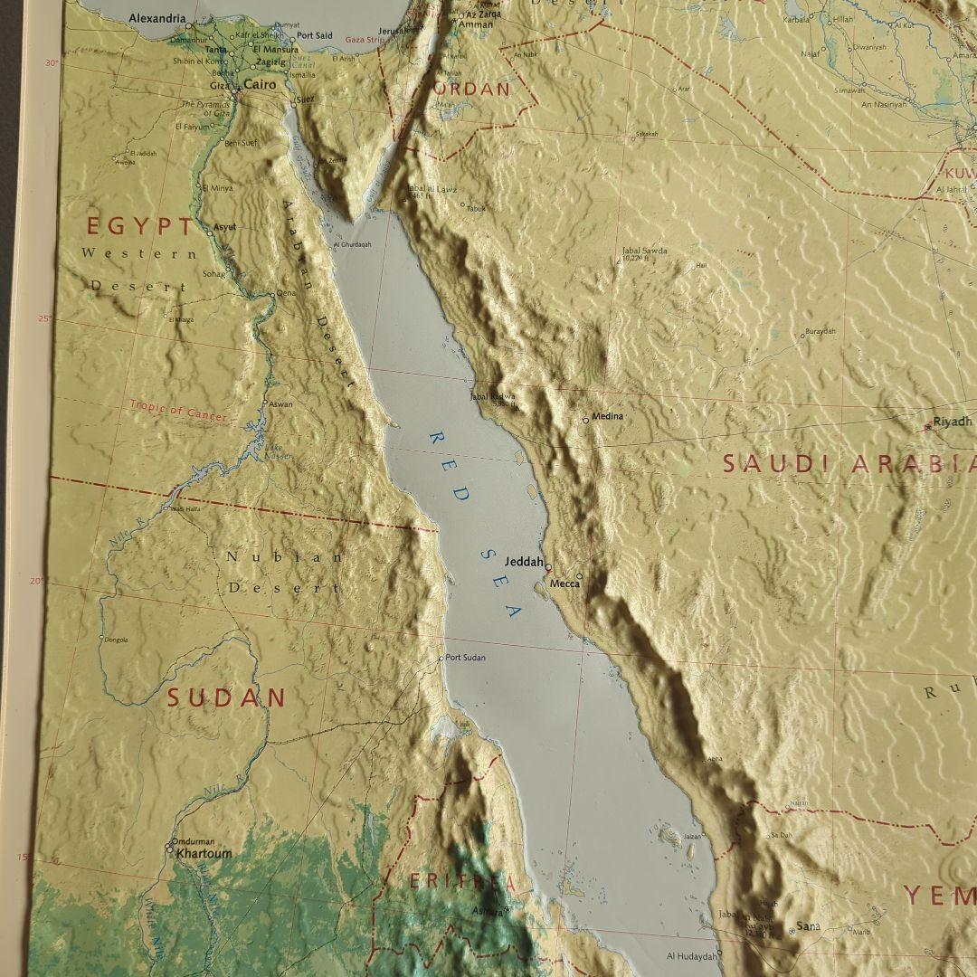 レア品)大型　立体地図　中近東·トルコ·イラン　1:6,250,000 額縁付き