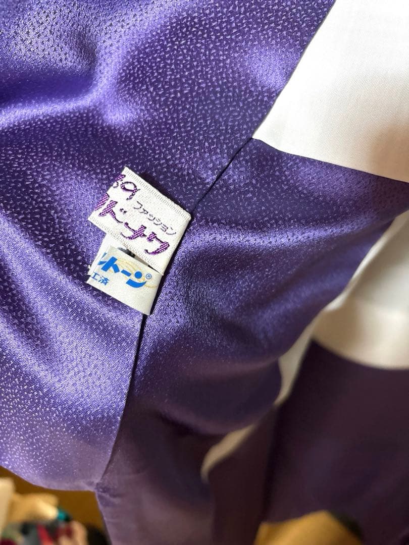 黒紫色 八重桜柄 振袖 身丈157