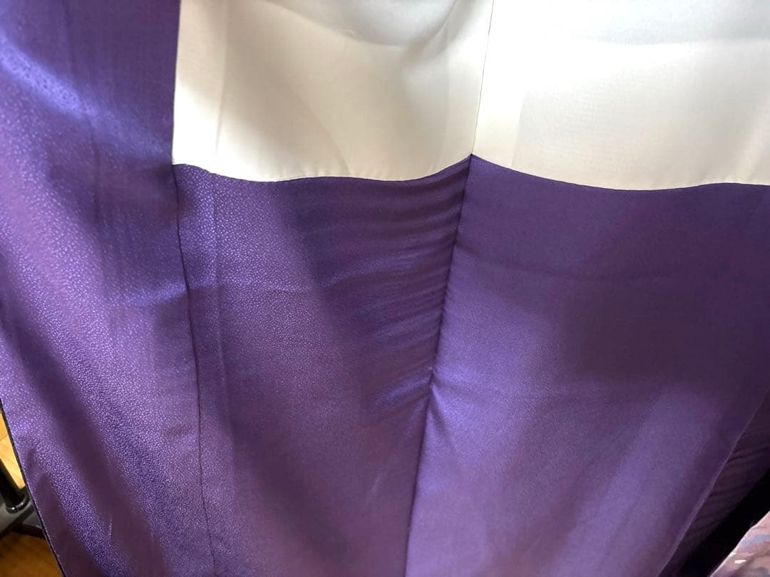 黒紫色 八重桜柄 振袖 身丈157